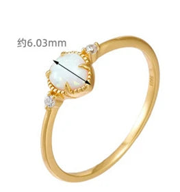 Emotional Factory 925 Sterling Silver 14K Gold Plated Gemstone Natural Topaz Heart Shaped Opal Ring