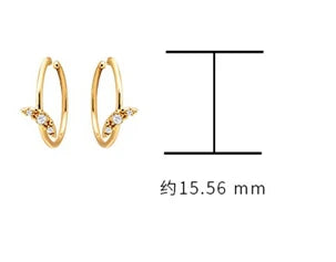 Emotional Factory 925 Sterling Silver 14K Gold Plated Gemstone Moon Hoop White Zircon Ear Bone Clip Earrings