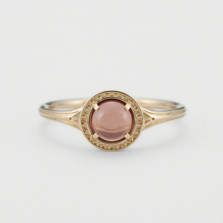 Emotional Factory 925 Sterling Silver 14K Gold Plated Gemstones Round Carved Garnet Black Onyx Ring