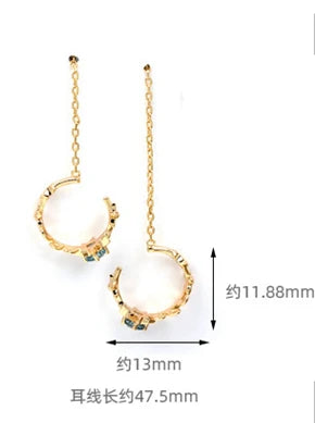 Emotional Factory 925 Sterling Silver 14K Gold Plated Citrine Moon Wreath Gemstone Garland Earrings