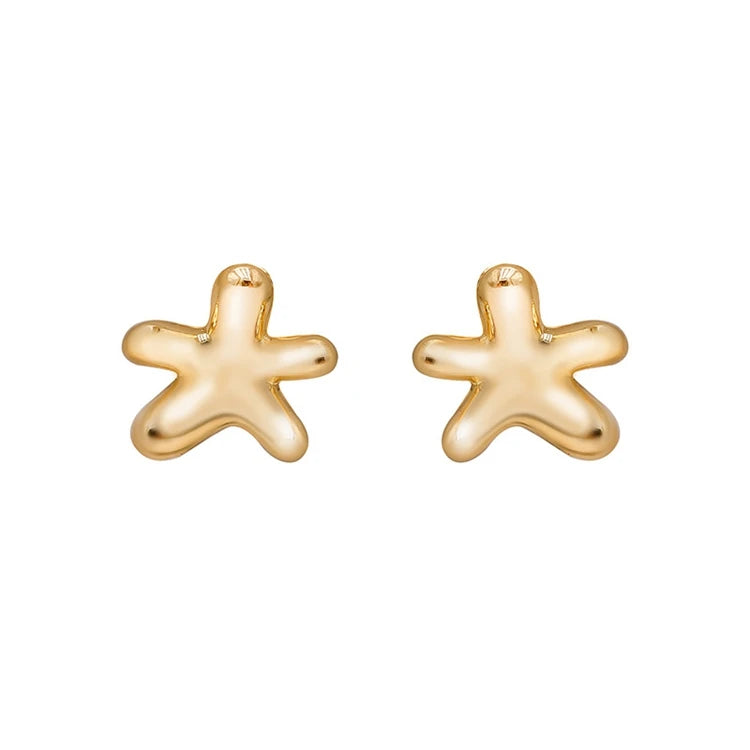 Emotional Factory 925 Sterling Silver 14K Gold Plated Simplicity Starfish Mini Flowers Earrings