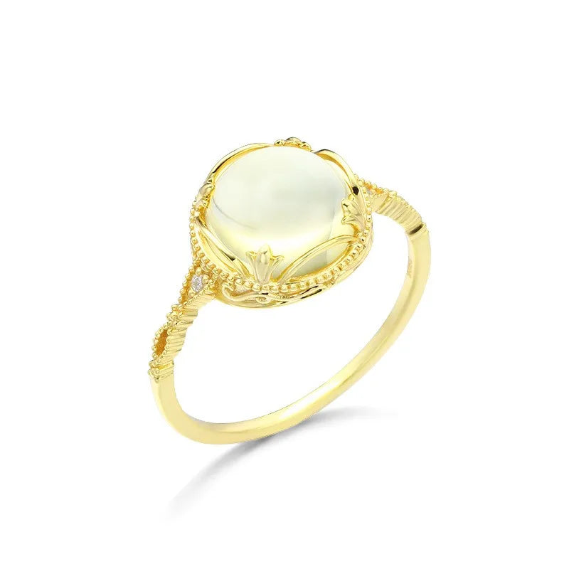 925 Sterling Silver Gold Jewelry Gemstone Wedding Rings Minimalist Opal Lapis Lazuli Quartz Agate Aventurine Ring Schmuck