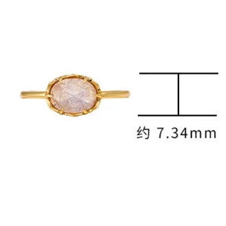 Emotional 925 Sterling Silver 14K Gold Plated Gem Stone Gemstone Ceramic Pattern Natural Labradorite Strawberry Crystal  Ring