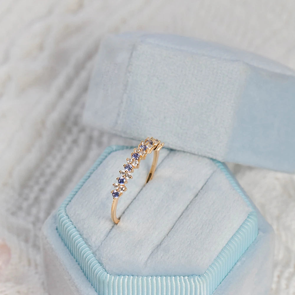 Tanzanite Zircon Double Row Micro Zirconia Fine Ring for Women