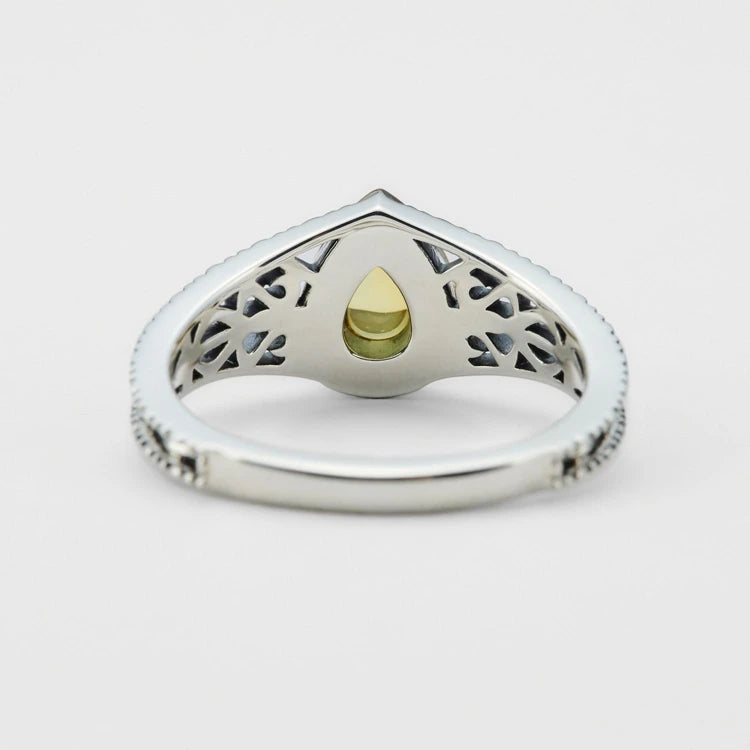 Emotional Factory 925 Sterling Silver 14K Gold Plated Gemstone Retro Drop Ring Artificial Amber Rings