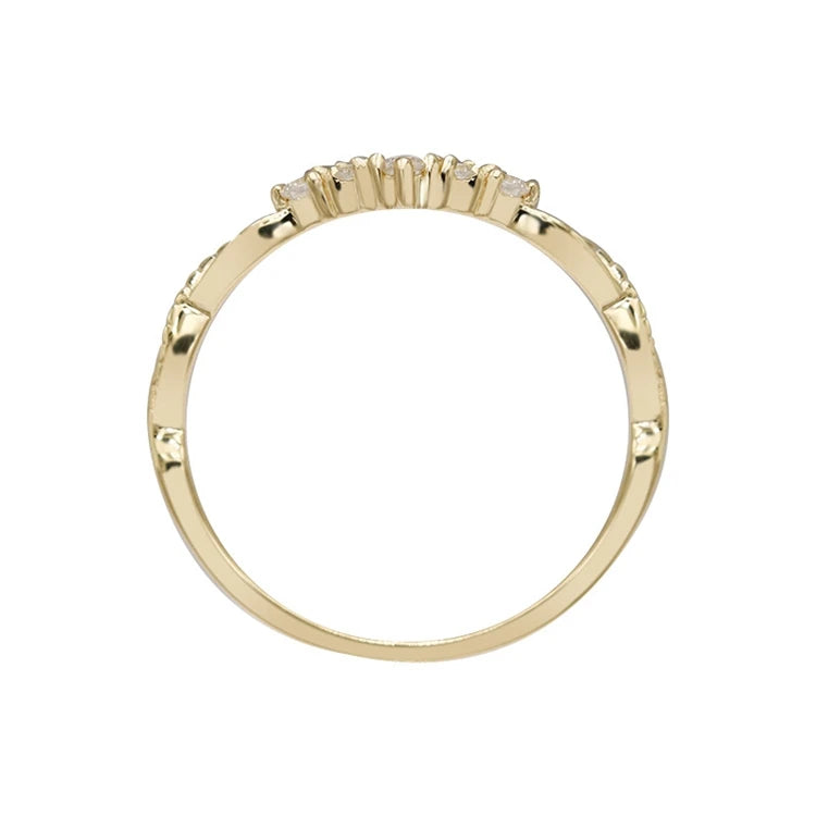 925 Sterling Silver 14K Gold Plated Gemstone V Shape Hollow Ring Stacking Rings