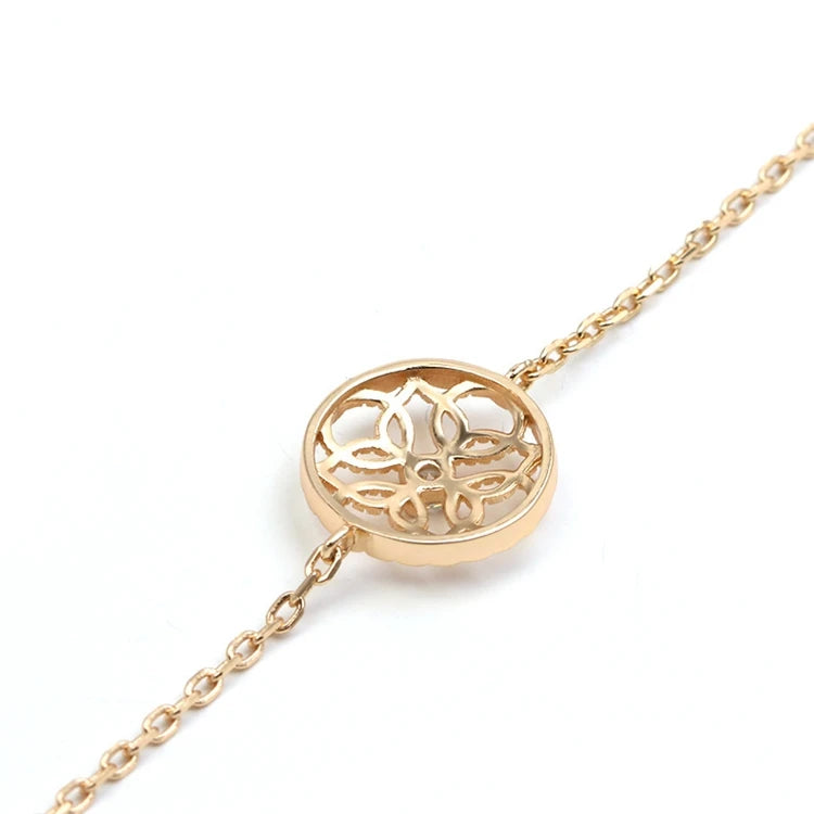 Emotional Schmuck Vergoldet Factory 925 Sterling Silver 14K Gold Plated Gemstone Flower Hollow Pattern Zircon Bracelet