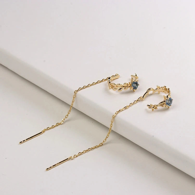 Emotional Factory 925 Sterling Silver 14K Gold Plated Citrine Moon Wreath Gemstone Garland Earrings