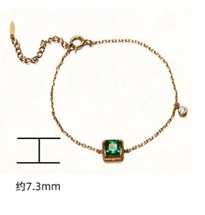 Pulseras Personalizadas 925 Sterling Silver 14K Gold Plated Gemstones Geometric Square Tanzanite Zirconia Green Zircon Bracelet