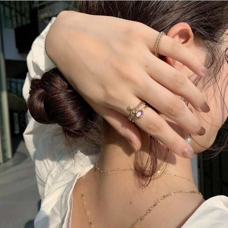 Emotional Factory 925 Sterling Silver 14K Gold Plated Gemstones Double Red Corundum Natural Crystal Geometric Stone Ring