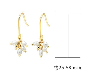 Emotional Factory 925 Sterling Silver 14K Gold Plated Gemstone 4 Pearls Water Drop Freshwater Pearl Earrings