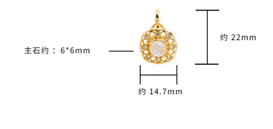 925 Sterling Silver 14K Gold Plated Gem Stone Gemstone Cz Zircon Vintage Court Style Geometric Natural Blue Moonstone Necklace