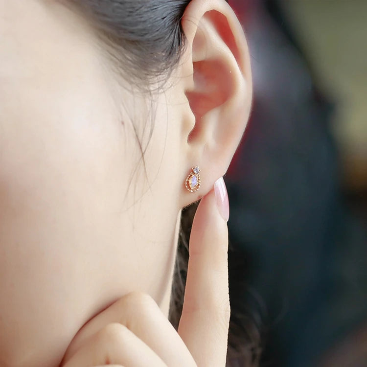 Emotional Factory 925 Sterling Silver 14K Gold Plated Gemstones Vintage Light Luxury Tanzanite Zirconia Opal Australia Earrings