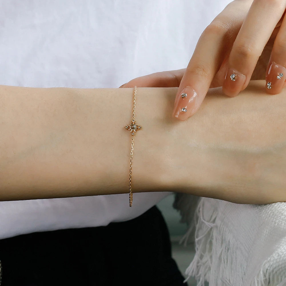 Joyeria En Plata Ley 925 Sterling Silver 14K Gold Plated Gem Stone Gemstone Retro Geometric Circle Round Star Apatite Bracelet