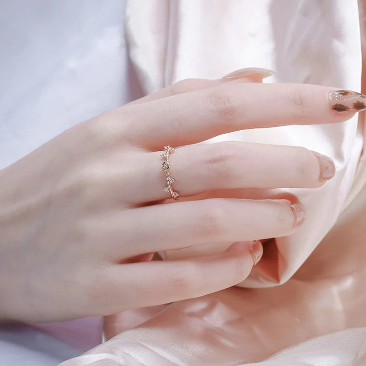 925 Sterling Silver 14K Gold Plated Fine Flower Rose Shape Ring Stacking Rings