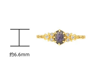 Emotional Factory 925 Sterling Silver 14K Gold Plated Gemstone Cz Zircon Labradorite Cordierite Iolite Dichroite Ring