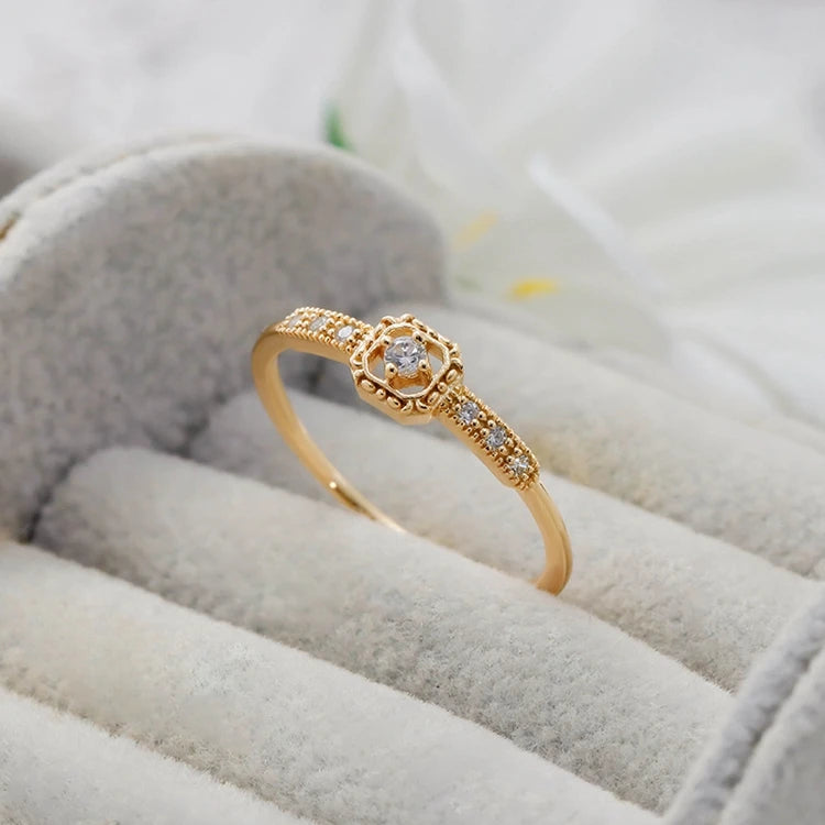 Emotional Factory 925 Sterling Silver 14K Gold Plated Gemstone Bar Cz Zircon Geometric Square Ring