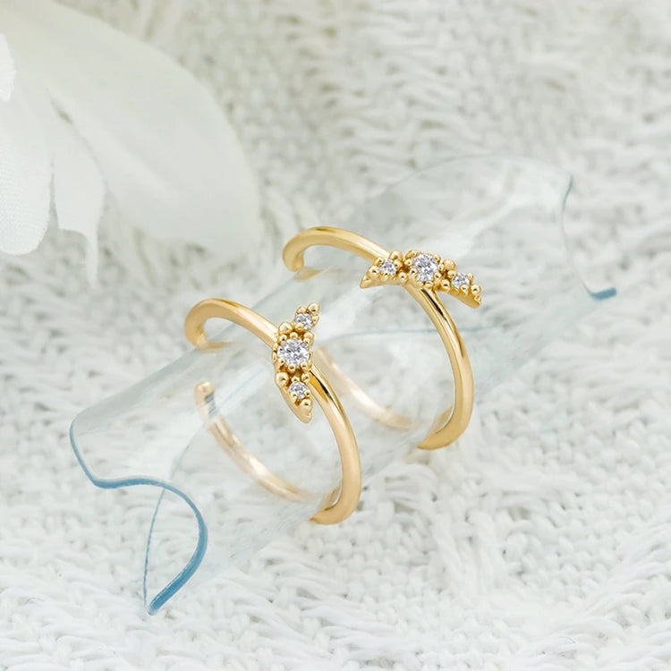 Emotional Factory 925 Sterling Silver 14K Gold Plated Gemstone Moon Hoop White Zircon Ear Bone Clip Earrings