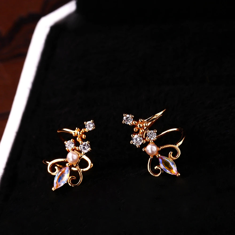 Emotional Factory 925 Sterling Silver Gem Stone Gemstone Series Moonstone Without Pierced Ear Bone Clip Earrings