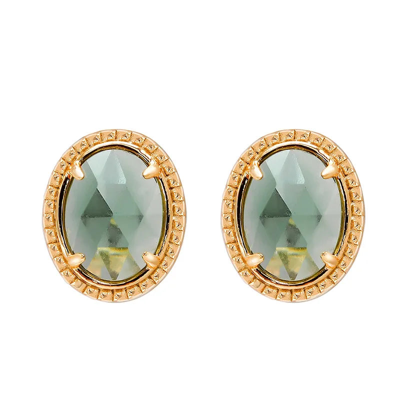 Light Luxury Jewelry 2023 New Sapphire Green Amethyst 925 Silver K Gold Plated Earrings Women's High-end Ear Jewelry Custom