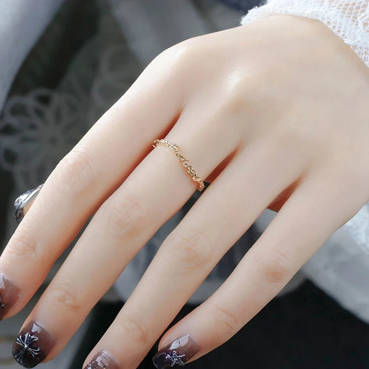 Emotional Factory 925 Sterling Silver 14K Gold Plated English Word Letter Bar Ring