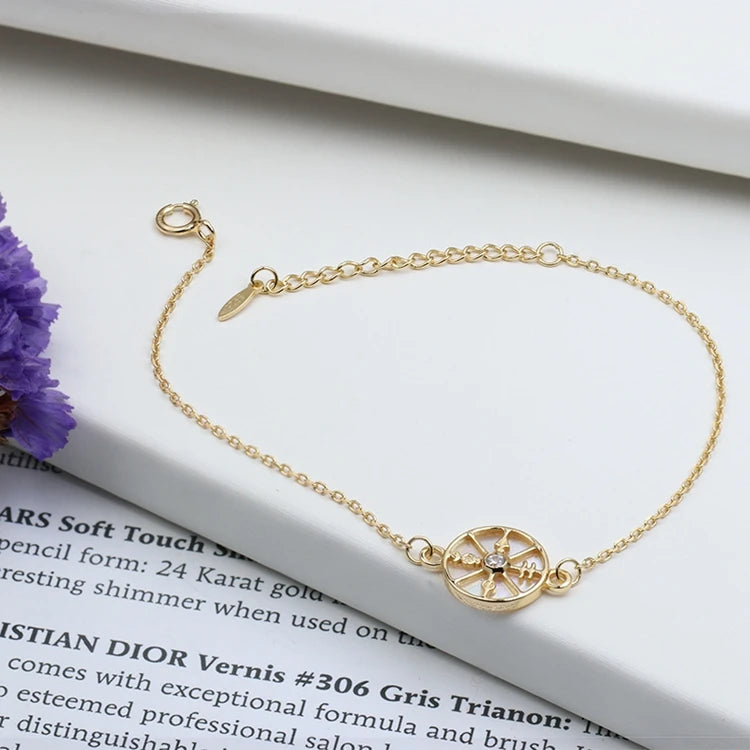 Emotional Pulseras Tendencia Luxus Schmuck Factory 925 Sterling Silver 14K Gold Plated Cz  White Shell Hollow Bracelet