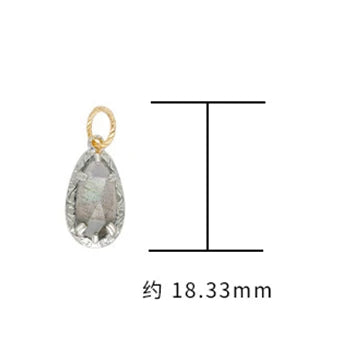 925 Sterling Silver 14K Gold Plated Gem Stone Twisted  Irregular Strip Blue Labradorite Pendant Necklace With Normal Cross Chain