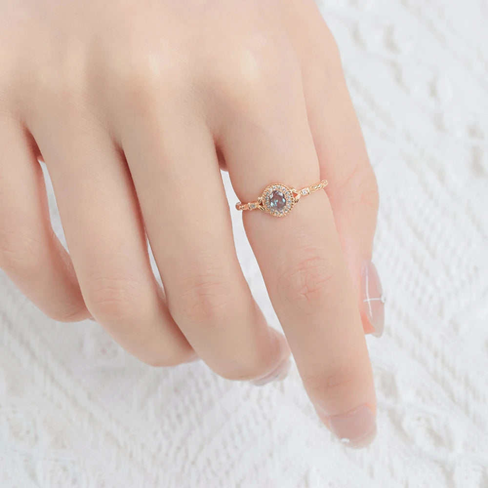 Gem Alexandrite Color Changing Gemstone Vintage Ancient Pattern Ring