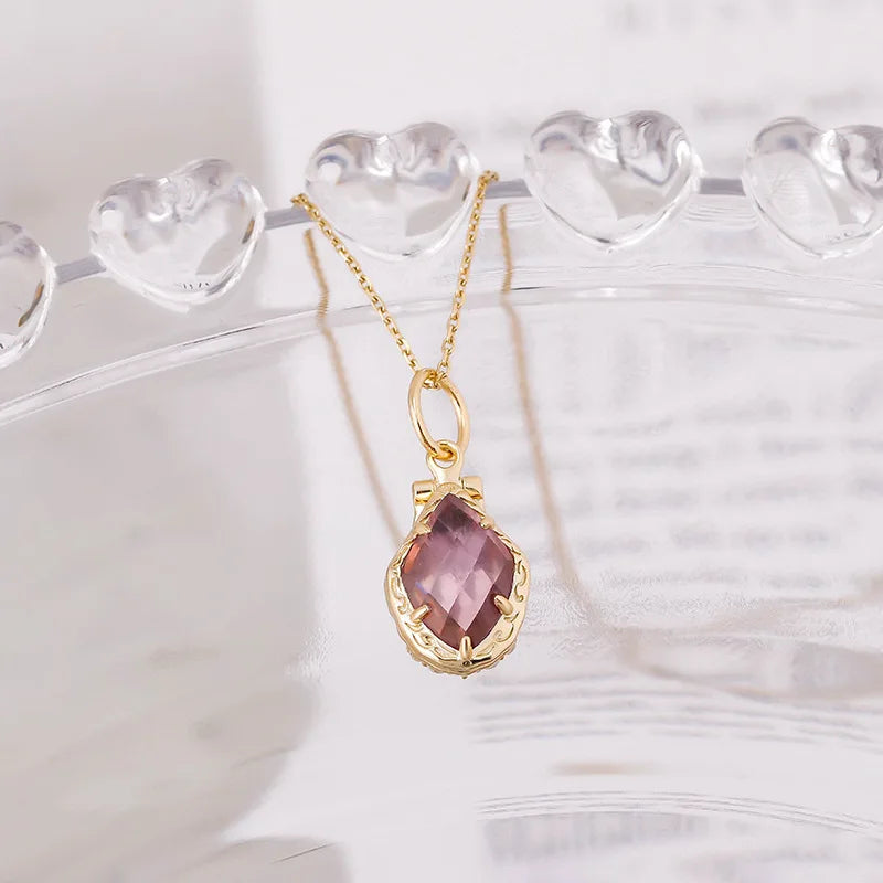 French Retro Simple Style S925 Silver Plating14k Gold Color-changing Corundum Detachable Lockets Pendant