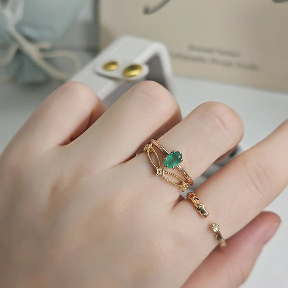 Anillo 925 Sterling Silver Gold Jewelry Gemstone Fine Rings Emerald Ruby Crystal Red Corundum Aquamarine Onyx Cordierite Ring