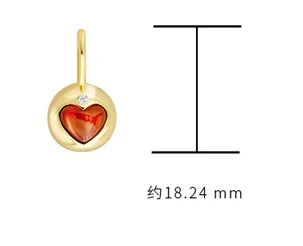 Emotional Factory 925 Sterling Silver 14K Gold Plated Gemstone Heart Love Rutile Red Garnet Necklace