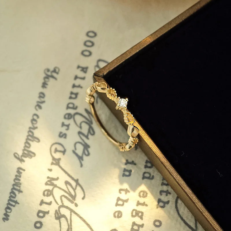 Emotional Factory 925 Sterling Silver 14K Gold Plated Gemstone Sample Stacked Thin Moissanite Ring