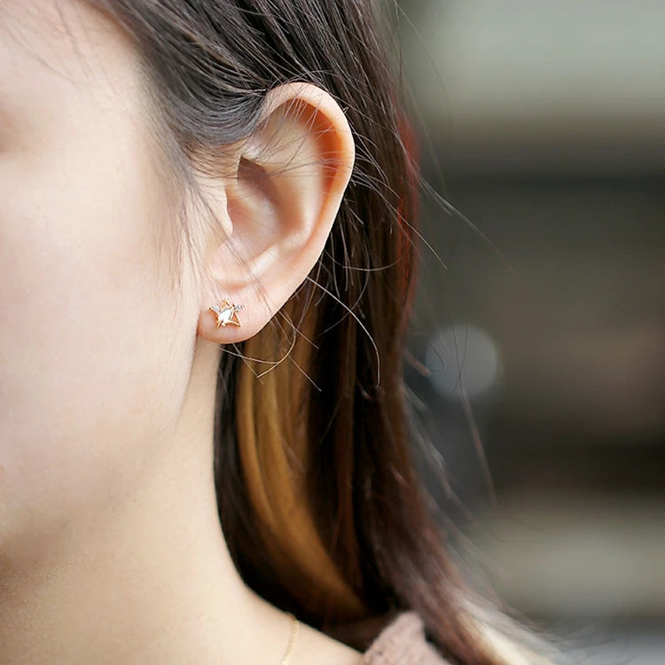 Emotional Factory 925 Sterling Silver 14K Gold Plated Gemstone Blue Quartz Stone Moon Star Earrings