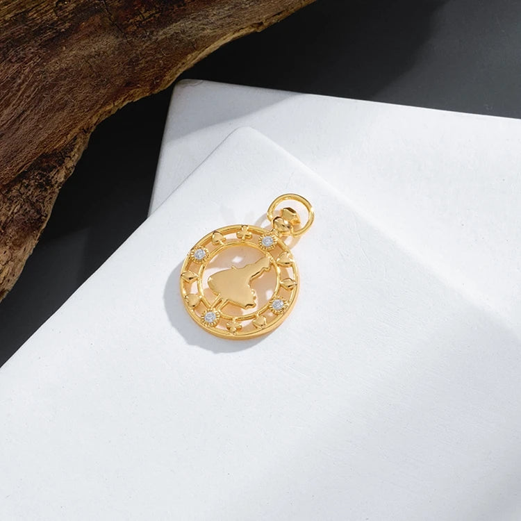 Emotional Factory 925 Sterling Silver 14K Gold Plated Hollow Map Compass Pendant