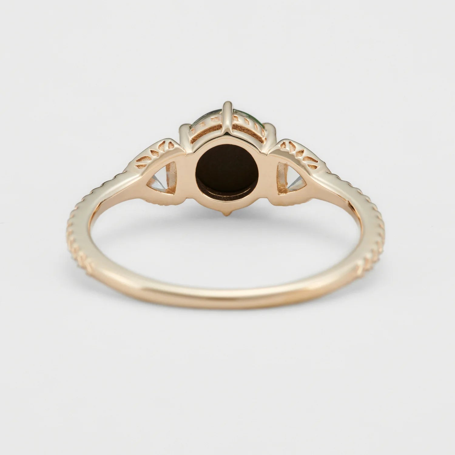 Japanese Minority Vintage Jewelry White Crystal+Ammolite RingS925Silver Plating14KGold