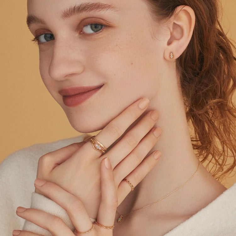 Emotional Factory 925 Sterling Silver 14K Gold Plated Gemstones Vintage Light Luxury Tanzanite Zirconia Opal Australia Ring