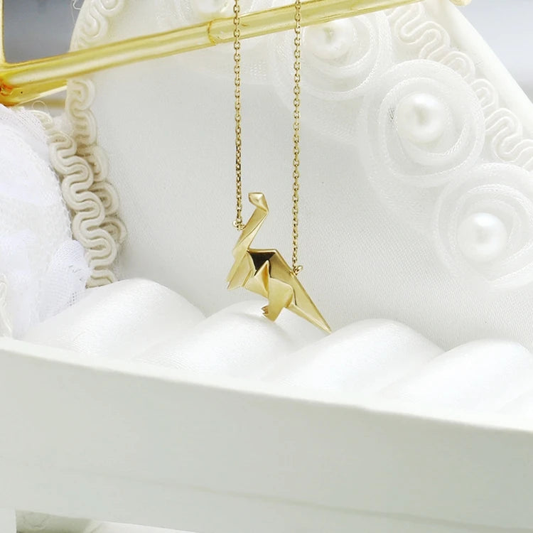 Emotional Factory 925 Sterling Silver 14K Gold Plated Gemstones Animals Stereoscopic Dinosaur Necklace