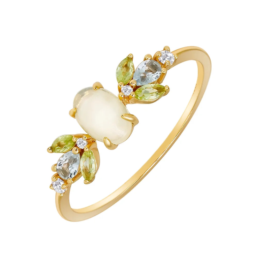 925 Sterling Silver Gemstone Fine Jewelry Rings Initial Gold Engagement Amethyst Peridot Tanzanite Ruby Malachite Ring Joyeria