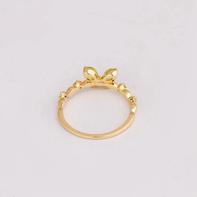 Emotional Joyeria Oro Laminado Factory 925 Sterling Silver 14K Gold Plated Gem Stone Gemstone Summer Butterfly Peridot Ring