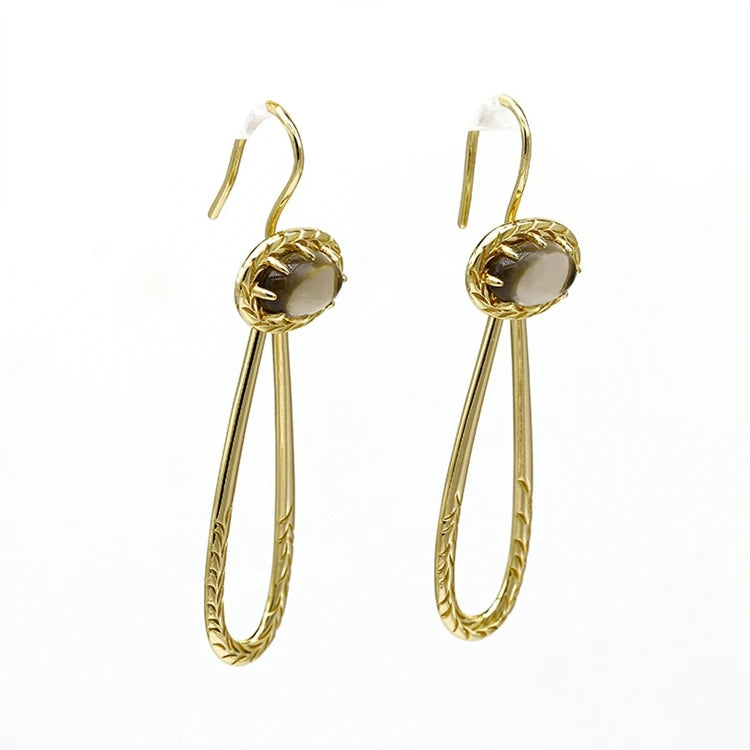 Emotional Factory 925 Sterling Silver 14K Gold Plated Gemstone Natural Citrine Drop Pendant Earrings