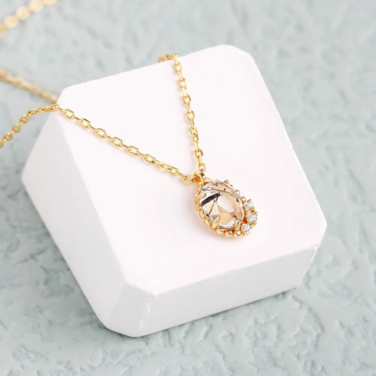 Emotional Factory 925 Sterling Silver 14K Gold Plated Gemstones Landscape Zircon Natural Black Hair Crystal Necklace