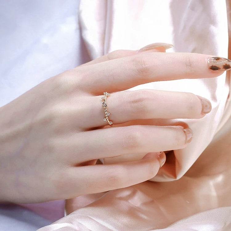 925 Sterling Silver 14K Gold Plated Fine Flower Rose Shape Ring Stacking Rings