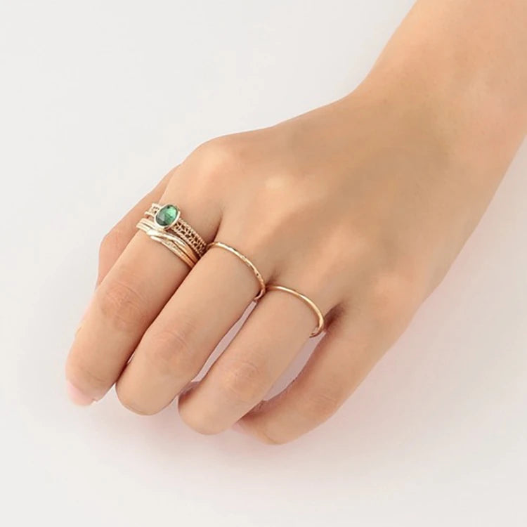 Emotional Factory 925 Sterling Silver 14K Gold Plated Gemstone Retro Hollow Olive Emerald Ring