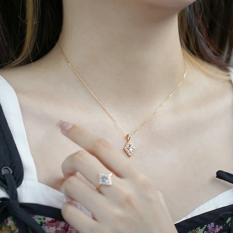 Emotional Factory 925 Sterling Silver 14K Gold Plated Gemstone Pearl Diamond Sky Blue Topaz Pendant