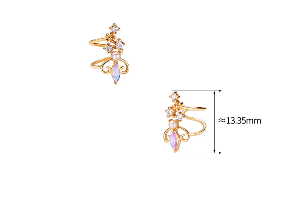 Emotional Factory 925 Sterling Silver Gem Stone Gemstone Series Moonstone Without Pierced Ear Bone Clip Earrings