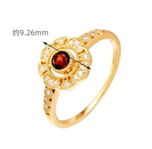 Emotional Factory 925 Sterling Silver 14K Gold Plated Gemstone Evil Eyes Red Garnet Flower Ring