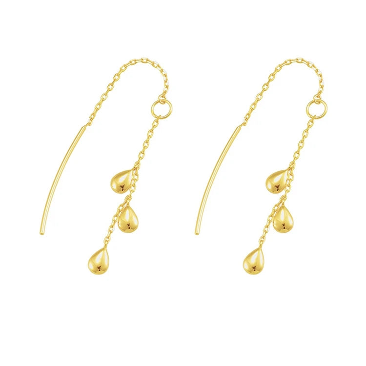 Emotional Factory 925 Sterling Silver 14K Gold Plated Bead Irregular Ear Wires Drop Earrings