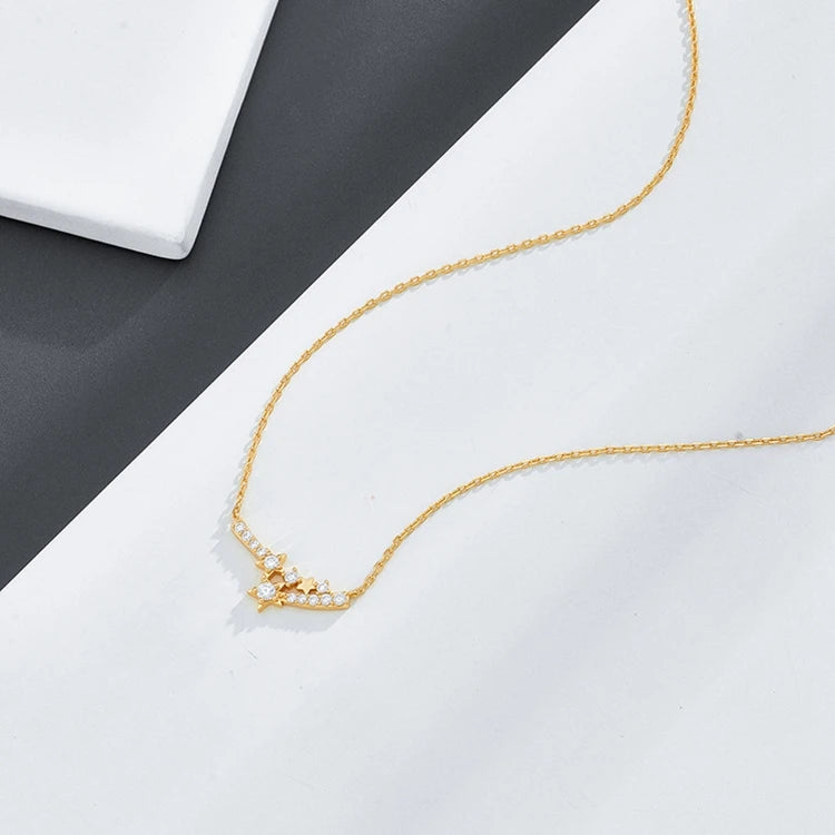 Emotional Factory 925 Sterling Silver 14K Gold Plated Zircon Shooting Star Double Meteor Necklace