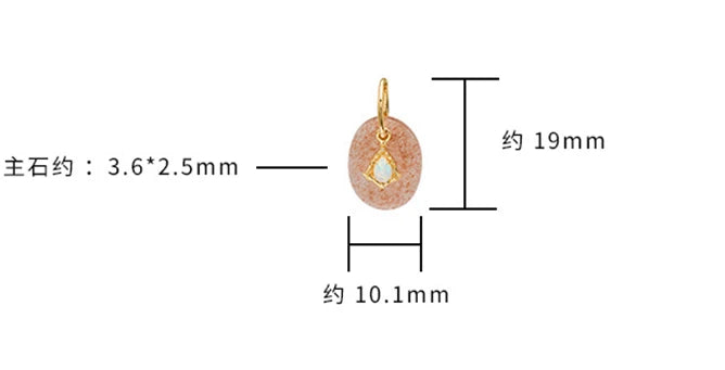 Emotional 925 Sterling Silver 14K Gold Plated Gem Stone Gemstone Geometric Egg Shape Cordierite Strawberry Quartz Pendant