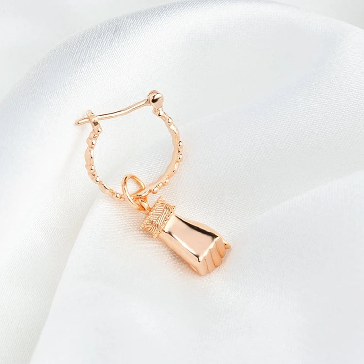 925 Sterling Silver 14K Plated Gemstone Blue Spinel Fist Boxer Gold Handguard and Peace Earrings Can Be Used With Ear Clips